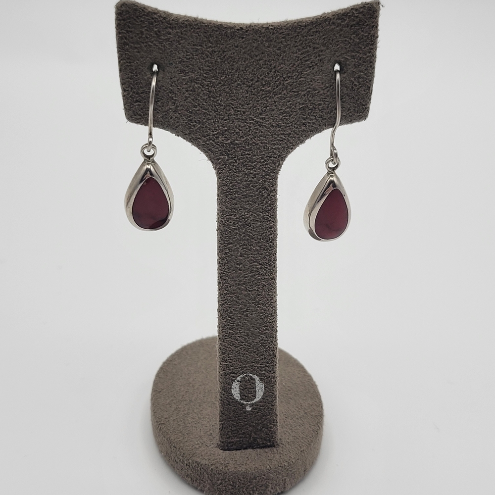 Vintage ATI Mexico 925 Sterling Silver Carnelian Tear Drop Dangle earrings